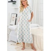 image:imagePrinStory Nightgowns for Women Long Nightshirt Short Sleeve House Dress  Full Length Night GownBreathable and Stretchy FabricLadies Sleep DressSoft SleepwearFpwhite Color Block