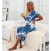 image:imagePrinStory Nightgowns for Women Long Nightshirt Short Sleeve House Dress  Full Length Night GownBreathable and Stretchy FabricLadies Sleep DressSoft SleepwearA05 Tie Dye Blue