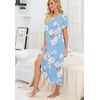 image:imagePrinStory Nightgowns for Women Long Nightshirt Short Sleeve House Dress  Full Length Night GownBreathable and Stretchy FabricLadies Sleep DressSoft SleepwearA01 Fplight Blue