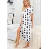 image:imagePrinStory Nightgowns for Women Long Nightshirt Short Sleeve House Dress  Full Length Night GownBreathable and Stretchy FabricLadies Sleep DressSoft SleepwearFpdot Vertical Line