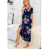 image:imagePrinStory Nightgowns for Women Long Nightshirt Short Sleeve House Dress  Full Length Night GownBreathable and Stretchy FabricLadies Sleep DressSoft SleepwearFpnavy Blue