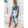 image:imagePrinStory Nightgowns for Women Long Nightshirt Short Sleeve House Dress  Full Length Night GownBreathable and Stretchy FabricLadies Sleep DressSoft SleepwearA05 Tie Dye Blue