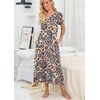 image:imagePrinStory Nightgowns for Women Long Nightshirt Short Sleeve House Dress  Full Length Night GownBreathable and Stretchy FabricLadies Sleep DressSoft SleepwearFppl Orange Paisley