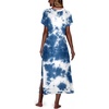 image:imagePrinStory Nightgowns for Women Long Nightshirt Short Sleeve House Dress  Full Length Night GownBreathable and Stretchy FabricLadies Sleep DressSoft SleepwearA05 Tie Dye Blue
