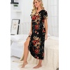 image:imagePrinStory Nightgowns for Women Long Nightshirt Short Sleeve House Dress  Full Length Night GownBreathable and Stretchy FabricLadies Sleep DressSoft SleepwearA04 Fpbrown Black