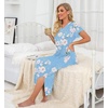image:imagePrinStory Nightgowns for Women Long Nightshirt Short Sleeve House Dress  Full Length Night GownBreathable and Stretchy FabricLadies Sleep DressSoft SleepwearA01 Fplight Blue