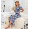image:imagePrinStory Nightgowns for Women Long Nightshirt Short Sleeve House Dress  Full Length Night GownBreathable and Stretchy FabricLadies Sleep DressSoft SleepwearFpblue Cyan Porcelain