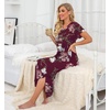 image:imagePrinStory Nightgowns for Women Long Nightshirt Short Sleeve House Dress  Full Length Night GownBreathable and Stretchy FabricLadies Sleep DressSoft SleepwearA08 Fpwine Red