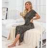 image:imagePrinStory Nightgowns for Women Long Nightshirt Short Sleeve House Dress  Full Length Night GownBreathable and Stretchy FabricLadies Sleep DressSoft SleepwearFpgray Ld Print