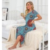 image:imagePrinStory Nightgowns for Women Long Nightshirt Short Sleeve House Dress  Full Length Night GownBreathable and Stretchy FabricLadies Sleep DressSoft SleepwearA02 Fpmix Blue