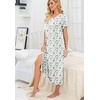 image:imagePrinStory Nightgowns for Women Long Nightshirt Short Sleeve House Dress  Full Length Night GownBreathable and Stretchy FabricLadies Sleep DressSoft SleepwearFpwhite Color Block