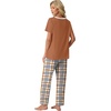 image:imagePrinStory Pajamas for Women Set Soft Pjs 2 Piece Pajama Sets XS4XL  Pj Set Short Sleeve Top and Pant with Pockets Lounge SetBreathable and Stretchy FabricSoft SleepwearGray White Plaid