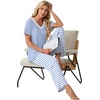 image:imagePrinStory Pajamas for Women Set Soft Pjs 2 Piece Pajama Sets XS4XL  Pj Set Short Sleeve Top and Pant with Pockets Lounge SetBreathable and Stretchy FabricSoft SleepwearLight Blue Stripe