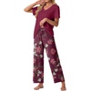 image:imagePrinStory Pajamas for Women Set Soft Pjs 2 Piece Pajama Sets XS4XL  Pj Set Short Sleeve Top and Pant with Pockets Lounge SetBreathable and Stretchy FabricSoft SleepwearLagerstroemia Wine