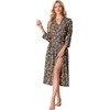 image:imagePrinStory Robes for Women 34 Sleeve Long Bath Robe XS4XL  VNeck Knit Bathrobe with Pockets Lightweight Soft Breathable Robes for Shower Spa Travel Home Party NursingFpcoffee Colorful Cat