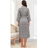 image:imagePrinStory Robes for Women 34 Sleeve Long Bath Robe XS4XL  VNeck Knit Bathrobe with Pockets Lightweight Soft Breathable Robes for Shower Spa Travel Home Party NursingFpgray White Star