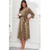 image:imagePrinStory Robes for Women 34 Sleeve Long Bath Robe XS4XL  VNeck Knit Bathrobe with Pockets Lightweight Soft Breathable Robes for Shower Spa Travel Home Party NursingFpapricot Ld Print