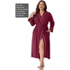 image:imagePrinStory Robes for Women 34 Sleeve Long Bath Robe XS4XL  VNeck Knit Bathrobe with Pockets Lightweight Soft Breathable Robes for Shower Spa Travel Home Party NursingWine Red