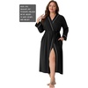 image:imagePrinStory Robes for Women 34 Sleeve Long Bath Robe XS4XL  VNeck Knit Bathrobe with Pockets Lightweight Soft Breathable Robes for Shower Spa Travel Home Party NursingBlack