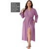 image:imagePrinStory Robes for Women 34 Sleeve Long Bath Robe XS4XL  VNeck Knit Bathrobe with Pockets Lightweight Soft Breathable Robes for Shower Spa Travel Home Party NursingPurple Red