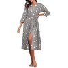 image:imagePrinStory Robes for Women 34 Sleeve Long Bath Robe XS4XL  VNeck Knit Bathrobe with Pockets Lightweight Soft Breathable Robes for Shower Spa Travel Home Party NursingFpgray White Star