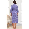 image:imagePrinStory Robes for Women 34 Sleeve Long Bath Robe XS4XL  VNeck Knit Bathrobe with Pockets Lightweight Soft Breathable Robes for Shower Spa Travel Home Party NursingFpblue Gold Spot