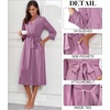 image:imagePrinStory Robes for Women 34 Sleeve Long Bath Robe XS4XL  VNeck Knit Bathrobe with Pockets Lightweight Soft Breathable Robes for Shower Spa Travel Home Party NursingPurple Red