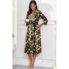 image:imagePrinStory Robes for Women 34 Sleeve Long Bath Robe XS4XL  VNeck Knit Bathrobe with Pockets Lightweight Soft Breathable Robes for Shower Spa Travel Home Party NursingFpbk Leaf Butterfly