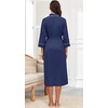 image:imagePrinStory Robes for Women 34 Sleeve Long Bath Robe XS4XL  VNeck Knit Bathrobe with Pockets Lightweight Soft Breathable Robes for Shower Spa Travel Home Party NursingNavy Blue
