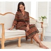 image:imagePrinStory Robes for Women 34 Sleeve Long Bath Robe XS4XL  VNeck Knit Bathrobe with Pockets Lightweight Soft Breathable Robes for Shower Spa Travel Home Party NursingFpred Boho Stripe