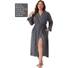 image:imagePrinStory Robes for Women 34 Sleeve Long Bath Robe XS4XL  VNeck Knit Bathrobe with Pockets Lightweight Soft Breathable Robes for Shower Spa Travel Home Party NursingDark Gray