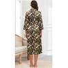image:imagePrinStory Robes for Women 34 Sleeve Long Bath Robe XS4XL  VNeck Knit Bathrobe with Pockets Lightweight Soft Breathable Robes for Shower Spa Travel Home Party NursingFpbk Leaf Butterfly