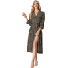 image:imagePrinStory Robes for Women 34 Sleeve Long Bath Robe XS4XL  VNeck Knit Bathrobe with Pockets Lightweight Soft Breathable Robes for Shower Spa Travel Home Party NursingFpgray Ld Print