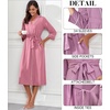 image:imagePrinStory Robes for Women 34 Sleeve Long Bath Robe XS4XL  VNeck Knit Bathrobe with Pockets Lightweight Soft Breathable Robes for Shower Spa Travel Home Party NursingPink