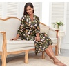 image:imagePrinStory Robes for Women 34 Sleeve Long Bath Robe XS4XL  VNeck Knit Bathrobe with Pockets Lightweight Soft Breathable Robes for Shower Spa Travel Home Party NursingFpbk Leaf Butterfly
