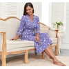 image:imagePrinStory Robes for Women 34 Sleeve Long Bath Robe XS4XL  VNeck Knit Bathrobe with Pockets Lightweight Soft Breathable Robes for Shower Spa Travel Home Party NursingFpblue Gold Spot