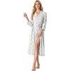 image:imagePrinStory Robes for Women 34 Sleeve Long Bath Robe XS4XL  VNeck Knit Bathrobe with Pockets Lightweight Soft Breathable Robes for Shower Spa Travel Home Party NursingFpwhite Color Block