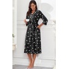image:imagePrinStory Robes for Women 34 Sleeve Long Bath Robe XS4XL  VNeck Knit Bathrobe with Pockets Lightweight Soft Breathable Robes for Shower Spa Travel Home Party NursingFpblack Star Moon