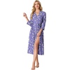 image:imagePrinStory Robes for Women 34 Sleeve Long Bath Robe XS4XL  VNeck Knit Bathrobe with Pockets Lightweight Soft Breathable Robes for Shower Spa Travel Home Party NursingFpblue Gold Spot
