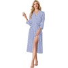 image:imagePrinStory Robes for Women 34 Sleeve Long Bath Robe XS4XL  VNeck Knit Bathrobe with Pockets Lightweight Soft Breathable Robes for Shower Spa Travel Home Party NursingFpspot Blue
