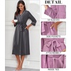 image:imagePrinStory Robes for Women 34 Sleeve Long Bath Robe XS4XL  VNeck Knit Bathrobe with Pockets Lightweight Soft Breathable Robes for Shower Spa Travel Home Party NursingDark Gray