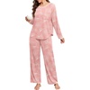 image:imagePrinStory Women 2025 Fall and Winter Pajamas Set Long Sleeve Ladies Pjs 2 Piece Pajama Lounge SetsFppink Sunflower