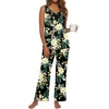 image:imagePrinStory Womens Pajama Sets 2 Piece Comfy Pjs Lounge Set S3XL  Sleeveless Tops and Pants with Pockets Pajamas Lightweight Summer Pj Soft SleepwearBreathable and Stretchy FabricGreen Leaf Lily