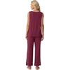 image:imagePrinStory Womens Pajama Sets 2 Piece Comfy Pjs Lounge Set S3XL  Sleeveless Tops and Pants with Pockets Pajamas Lightweight Summer Pj Soft SleepwearBreathable and Stretchy FabricWine Red