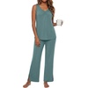image:imagePrinStory Womens Pajama Sets 2 Piece Comfy Pjs Lounge Set S3XL  Sleeveless Tops and Pants with Pockets Pajamas Lightweight Summer Pj Soft SleepwearBreathable and Stretchy FabricHaze Blue