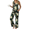 image:imagePrinStory Womens Pajama Sets 2 Piece Comfy Pjs Lounge Set S3XL  Sleeveless Tops and Pants with Pockets Pajamas Lightweight Summer Pj Soft SleepwearBreathable and Stretchy FabricGreen Leaf Lily
