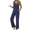 image:imagePrinStory Womens Pajama Sets 2 Piece Comfy Pjs Lounge Set S3XL  Sleeveless Tops and Pants with Pockets Pajamas Lightweight Summer Pj Soft SleepwearBreathable and Stretchy FabricNavy Blue