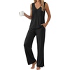 image:imagePrinStory Womens Pajama Sets 2 Piece Comfy Pjs Lounge Set S3XL  Sleeveless Tops and Pants with Pockets Pajamas Lightweight Summer Pj Soft SleepwearBreathable and Stretchy FabricBlack