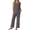 image:imagePrinStory Womens Pajama Sets 2 Piece Comfy Pjs Lounge Set S3XL  Sleeveless Tops and Pants with Pockets Pajamas Lightweight Summer Pj Soft SleepwearBreathable and Stretchy FabricDark Gray