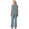 image:imagePrinStory Womens Pajama Sets 2 Piece Comfy Pjs Lounge Set S3XL  Sleeveless Tops and Pants with Pockets Pajamas Lightweight Summer Pj Soft SleepwearBreathable and Stretchy FabricHaze Blue
